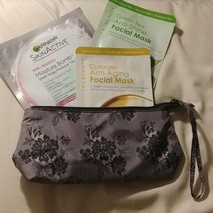 Makeup zipper pouch and face masks